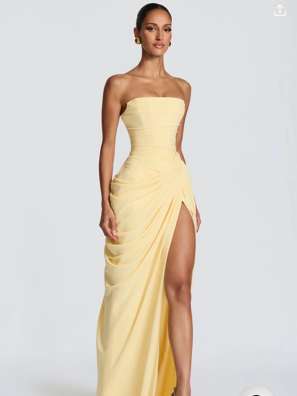 BAYBYBOO Lemon Cyra Maxi Dress Corset Back and High Side Slit WITH Mila Scarf